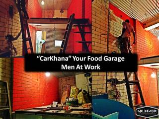 "CarKhana" ATheme-Based Cafe Designed by Team MK Decor, MK Decor MK Decor 商業空間 レンガ ブラウン