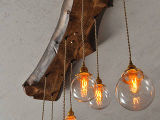 The Big Sur - Live Edge Wood Chandelier, Moonshine Lamp Co. Moonshine Lamp Co. Salones rústicos rústicos