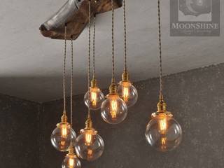 The Big Sur - Live Edge Wood Chandelier, Moonshine Lamp Co. Moonshine Lamp Co. Salones rústicos rústicos