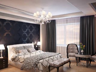 Спальня с черными обоями, студия Design3F студия Design3F Bedroom