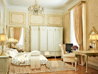 Интерьер спальни с фреской, студия Design3F студия Design3F Classic style bedroom