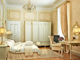 Интерьер спальни с фреской, студия Design3F студия Design3F Bedroom