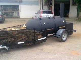 Ahumador El Capital Trailer, Smoke Kit BBQ Smoke Kit BBQ Taman Gaya Rustic Besi/Baja