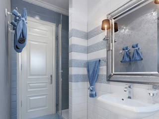 Маленький санузел голубой цвет, студия Design3F студия Design3F Bathroom