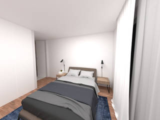 MHouse, IAM Interiores IAM Interiores Minimalistyczna sypialnia