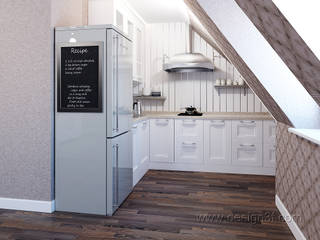 Маленькая квартира на мансарде, студия Design3F студия Design3F Minimalist kitchen