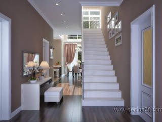 Большая прихожая с лестницей, студия Design3F студия Design3F Classic style corridor, hallway and stairs