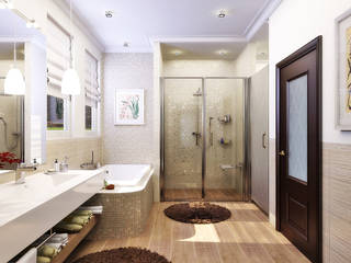 Большая ванная комната с ванной и душевой, студия Design3F студия Design3F Bagno in stile classico