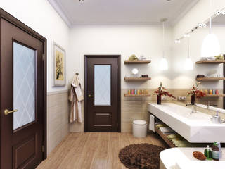 Большая ванная комната с ванной и душевой, студия Design3F студия Design3F Bagno in stile classico