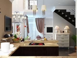 Кухня и столовая классика, студия Design3F студия Design3F Dapur Klasik