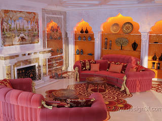 Интерьер гостиной в восточном стиле, студия Design3F студия Design3F Ruang Keluarga Gaya Asia