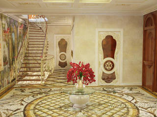 Роскошный холл в восточном стиле, студия Design3F студия Design3F Asian style corridor, hallway & stairs