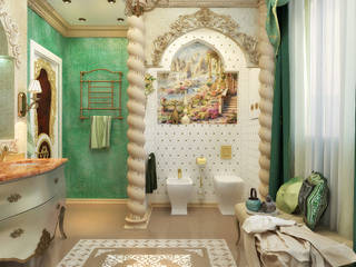 Красивая ванная в восточном стиле, студия Design3F студия Design3F Kamar Mandi Gaya Asia