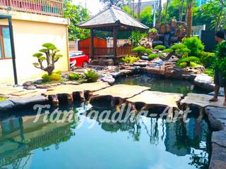 Kolam Ikan Koi dan Tebing Dekorasi || Tukang Taman Surabaya - Tianggadha-Art, Tukang Taman Surabaya - Tianggadha-art Tukang Taman Surabaya - Tianggadha-art 庭院池塘 石器