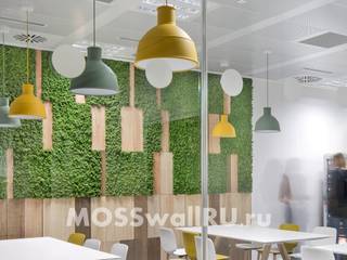 Бизнес центр Sky Milano - оформление стабилизированным мхом и деревом, MOSSwallRU Стабилизированный Мох MOSSwallRU Стабилизированный Мох Modern Dining Room