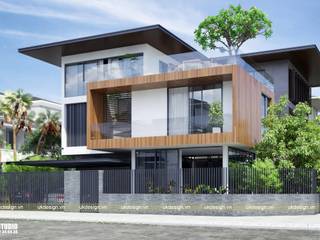 BIỆT THỰ HIỆN ĐẠI 2 MẶT TIỀN , UK DESIGN STUDIO - KIẾN TRÚC UK UK DESIGN STUDIO - KIẾN TRÚC UK Villas