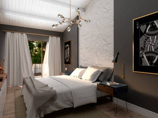 Quarto de Casal, Agenor Gomes Arquitetura + Design Agenor Gomes Arquitetura + Design Rustic style bedroom