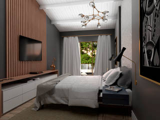 Quarto de Casal, Agenor Gomes Arquitetura + Design Agenor Gomes Arquitetura + Design Rustic style bedroom