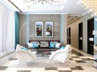 Большая современная гостиная, студия Design3F студия Design3F Living room