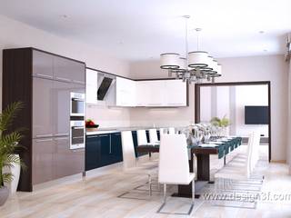 Большая кухня столовая в современном стиле, студия Design3F студия Design3F Cucina minimalista