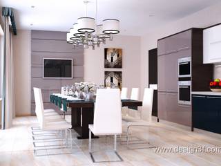 Большая кухня столовая в современном стиле, студия Design3F студия Design3F مطبخ