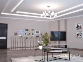 Большая современная гостиная с камином, студия Design3F студия Design3F Living room