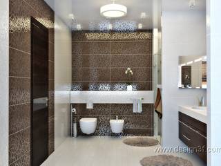 Большая ванная комната в шоколадных тонах, студия Design3F студия Design3F Kamar Mandi Minimalis