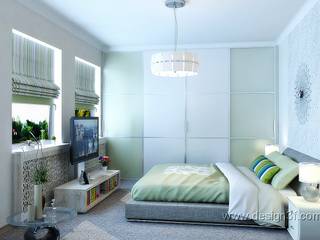 Интерьер спальни с зелеными акцентами, студия Design3F студия Design3F Camera da letto minimalista