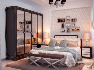 Красивая спальня современная классика, студия Design3F студия Design3F Kamar Tidur Klasik