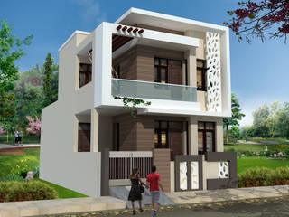 Residence at natraj colony , DESIGN AHEAD ARCHITECTS DESIGN AHEAD ARCHITECTS Bungalov Demirli Beton