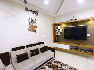 Elegant 3BHK Interior Design at Prestige Bella Vista, Interios by MK Design Interios by MK Design Modern living room
