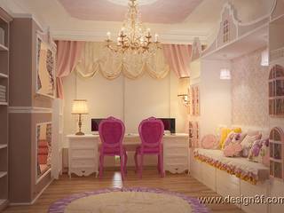 Интерьер детской комнаты для двоих девочек, студия Design3F студия Design3F Nursery/kid’s room