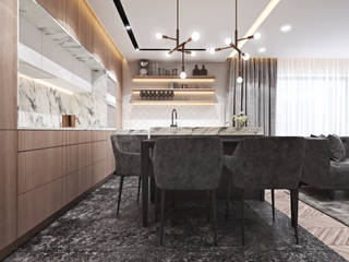 Apartament w Londynie - strefa dzienna, Ambience. Interior Design Ambience. Interior Design Modern kitchen