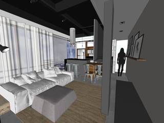 Projeto de andar moradia compacto, Form Arquitetura e Design Form Arquitetura e Design Salas de estar ecléticas Concreto