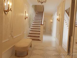 Светлый холл в классическом стиле, студия Design3F студия Design3F Classic style corridor, hallway and stairs