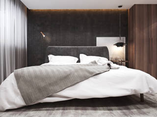 Apartament w Londynie - strefa nocna, Ambience. Interior Design Ambience. Interior Design Modern style bedroom