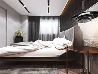Apartament w Londynie - strefa nocna, Ambience. Interior Design Ambience. Interior Design Modern style bedroom