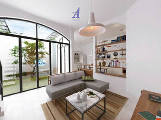 The Kinder House - Pejaten, Jakarta Selatan, Asta Karya Studio Asta Karya Studio Asian style living room Marble