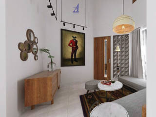 The Kinder House - Pejaten, Jakarta Selatan, Asta Karya Studio Asta Karya Studio Asian style living room Wood Wood effect