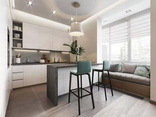 Квартира-студия на Тульской, Lumier3Design Lumier3Design Nhà bếp phong cách tối giản