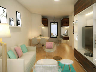 Departamento en colores pasteles, Mauriola Arquitectos Mauriola Arquitectos Modern Living Room White