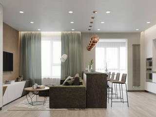 Квартира-студия рядом с Ботаническим садом, Lumier3Design Lumier3Design Phòng khách