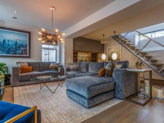 Sunken Bar and Living Room in Basement, Pfeiffer Design Ltd Pfeiffer Design Ltd Modern living room