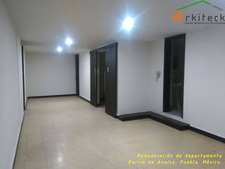 Remodelación departamentos en barrio de analco, puebla, arkiteck arkiteck Столовая комната в стиле модерн