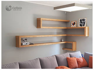 Wytrzymałe półki na książki do salonu, Cellaio Cellaio ห้องนั่งเล่น ไม้ Wood effect