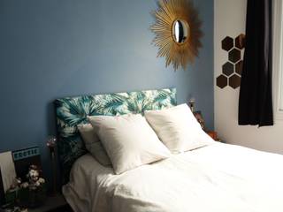 Une chambre bleue tropicale, Sarah Archi In' Sarah Archi In' Phòng ngủ phong cách nhiệt đới