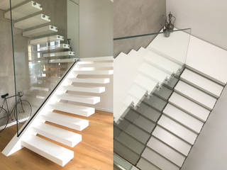 Kragarmtreppe aus Corian mit Stahlwange, Siller Treppen/Stairs/Scale Siller Treppen/Stairs/Scale 階段 大理石