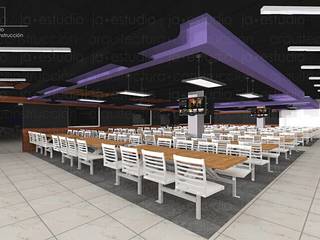 Proyecto cafetería. Nave industrial., Ja Estudio Arquitectónico en Reynosa Ja Estudio Arquitectónico en Reynosa Modern dining room
