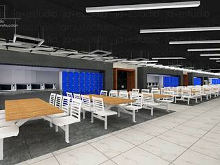 Proyecto cafetería. Nave industrial., Ja Estudio Arquitectónico en Reynosa Ja Estudio Arquitectónico en Reynosa Sala da pranzo moderna