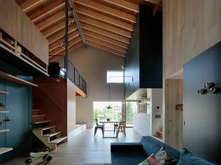 TabHouse, 稲山貴則 建築設計事務所 稲山貴則 建築設計事務所 Industrial style living room Wood Multicolored